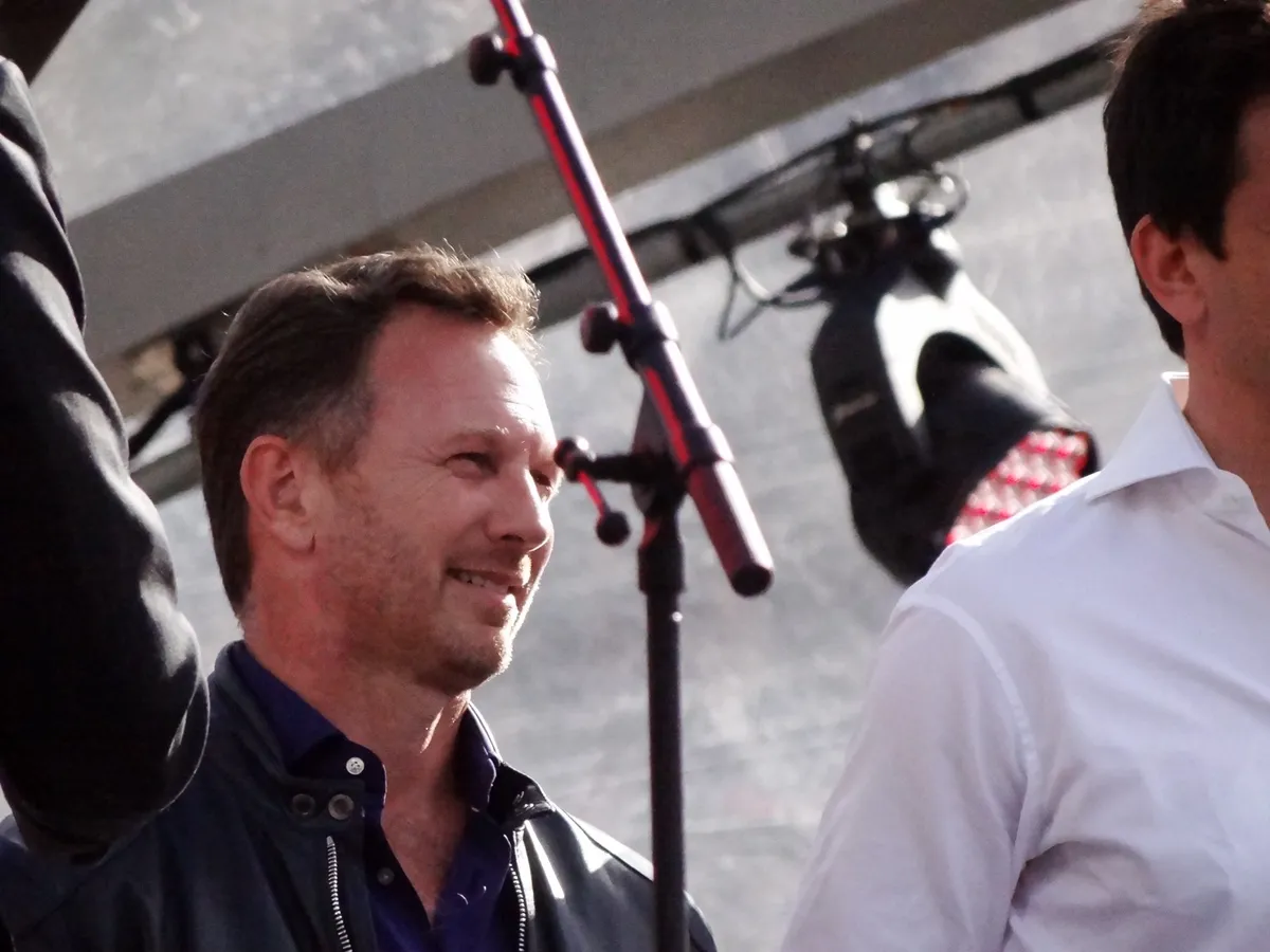 Christian Horner, souriant, lors de l'événement F1 Live à Trafalgar Square, à Londres, en 2017